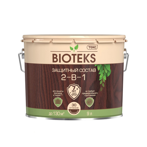 Антисептик Текс Bioteks 2-в-1 декоративный для дерева палисандр 9 л