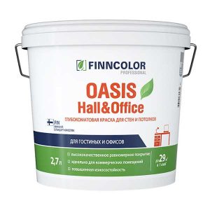 Краска в/д Finncolor Oasis Hall&Office 4 моющаяся белая основа А 2.7 л