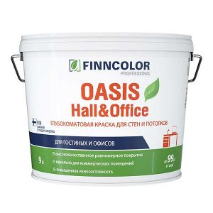 Краска в/д Finncolor Oasis Hall&Office 4 моющаяся белая основа А 9 л